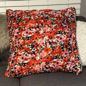 Anthropology Floral and Teal Stripe 26 x 26 Pillow Sham